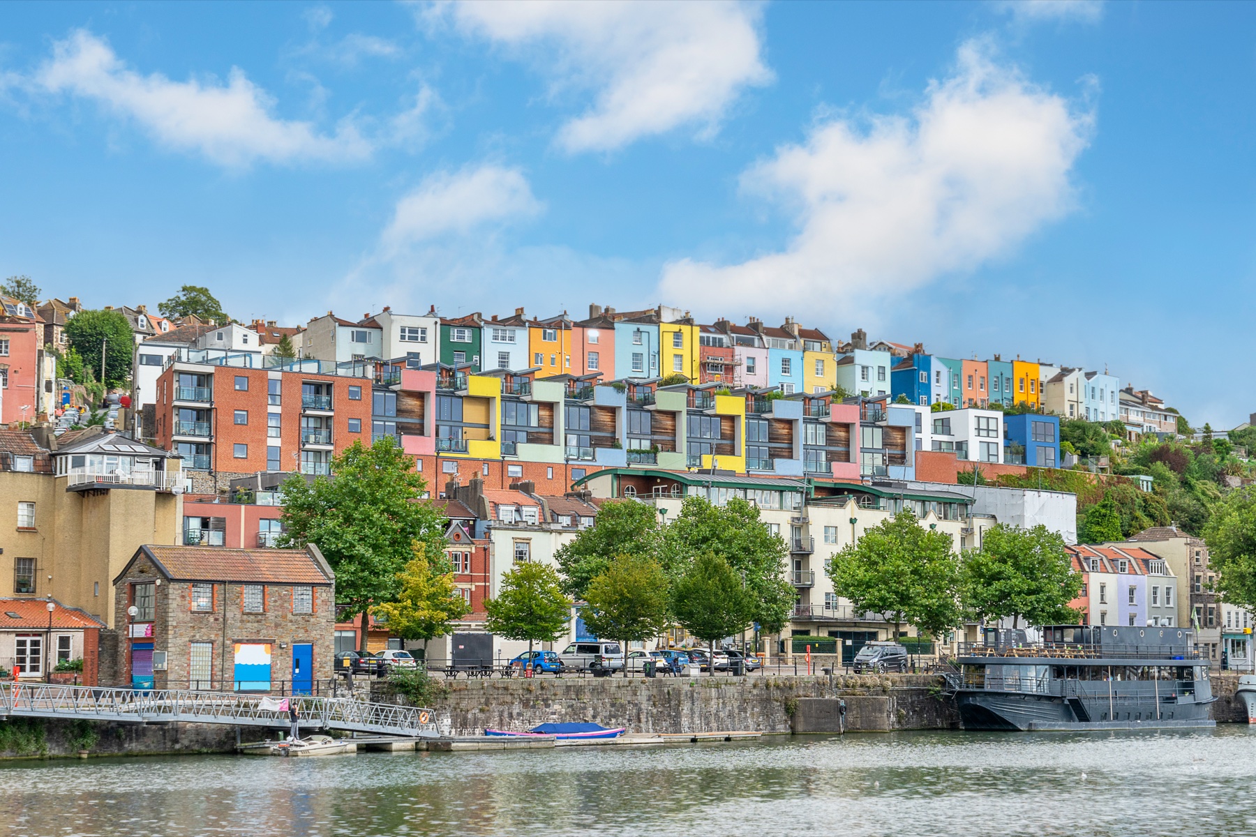Colourful houses beside Bristol harbour